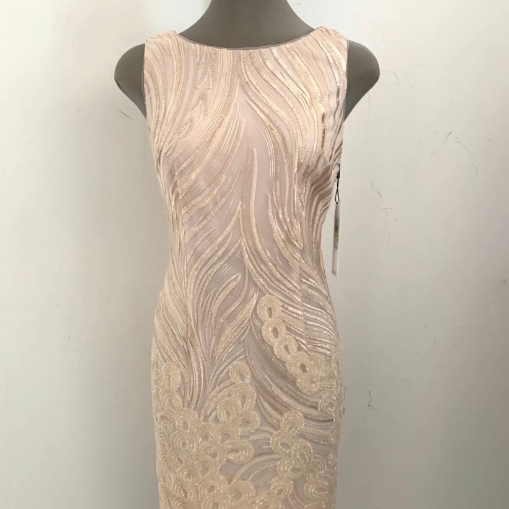 New Calvin Klein NWT Elegant BLOSSOM Sequin Cocktail Party Sheath Dress size 4